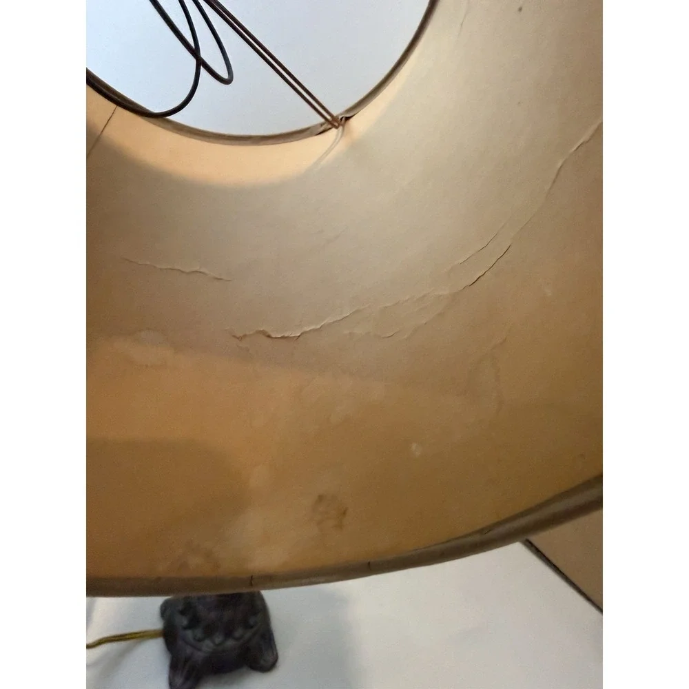 Vintage Unique Table Accent Lamp Wood / Metal / Resin With Shade ~14